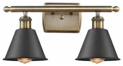 Innovations 516-2W-AB-M8-BK 2-Light Bath Vanity Light, Antique Brass