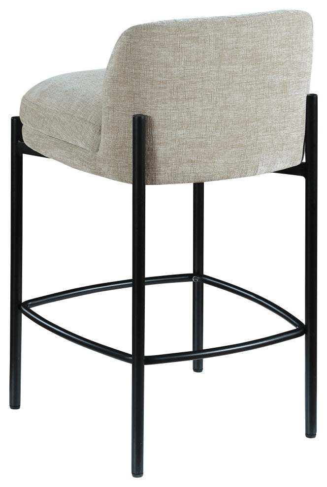 Burton Chenille Fabric Upholstered Stool (Set of 2), Beige