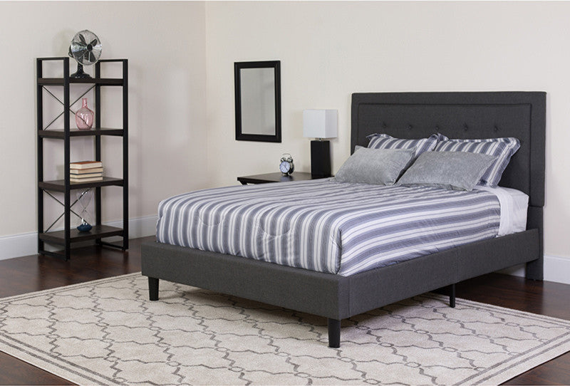 Roxbury Queen Size Tufted Upholstered Platform Bed With Pocket Spring Mattress