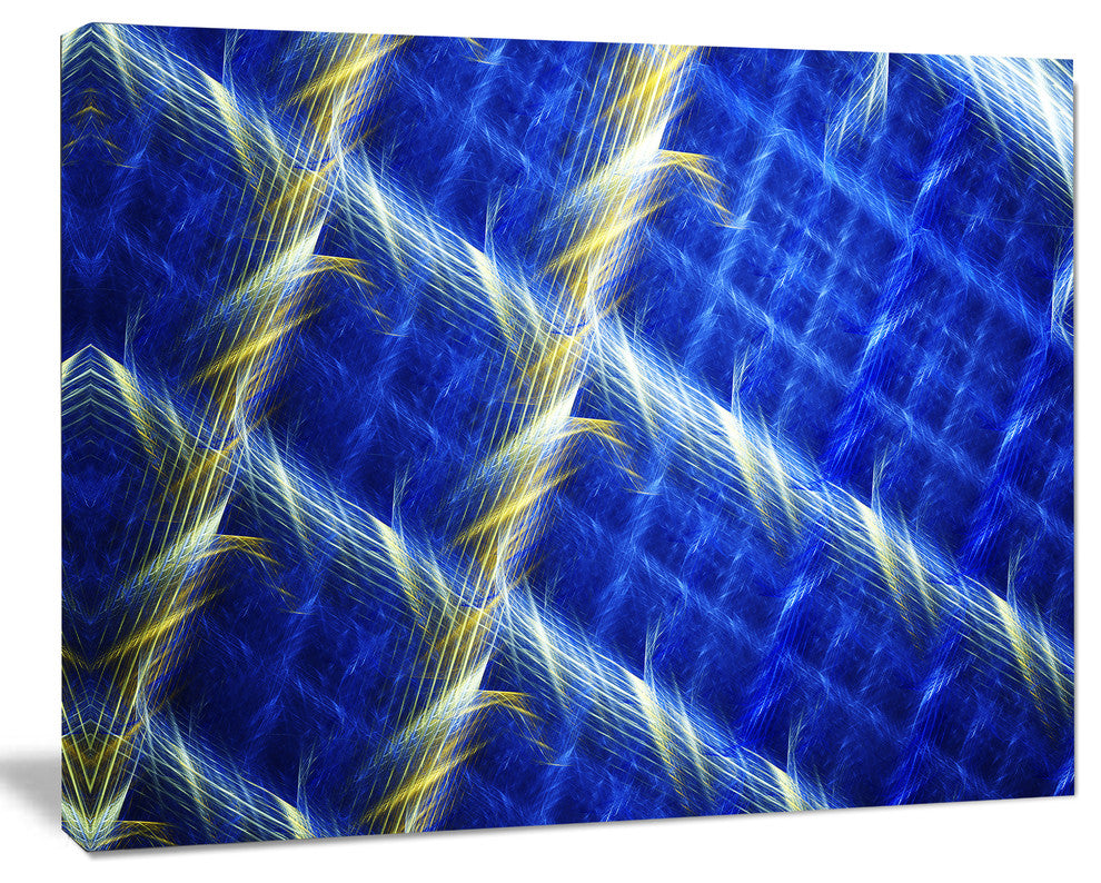 Blue Abstract Metal Grill, Abstract Art on Canvas, 20x12