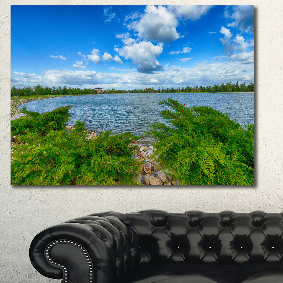 Landscape with Green and Waters, Landscape Canvas Art Print, 40"x30"