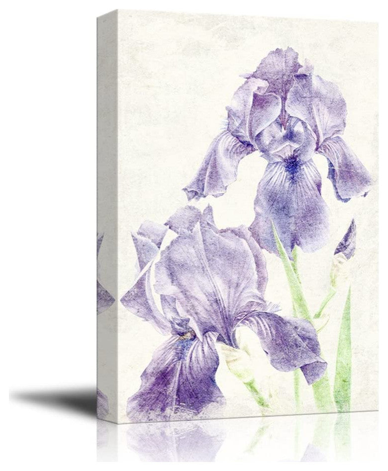 Canvas Wall Art - Vintage Style Purple Flowers