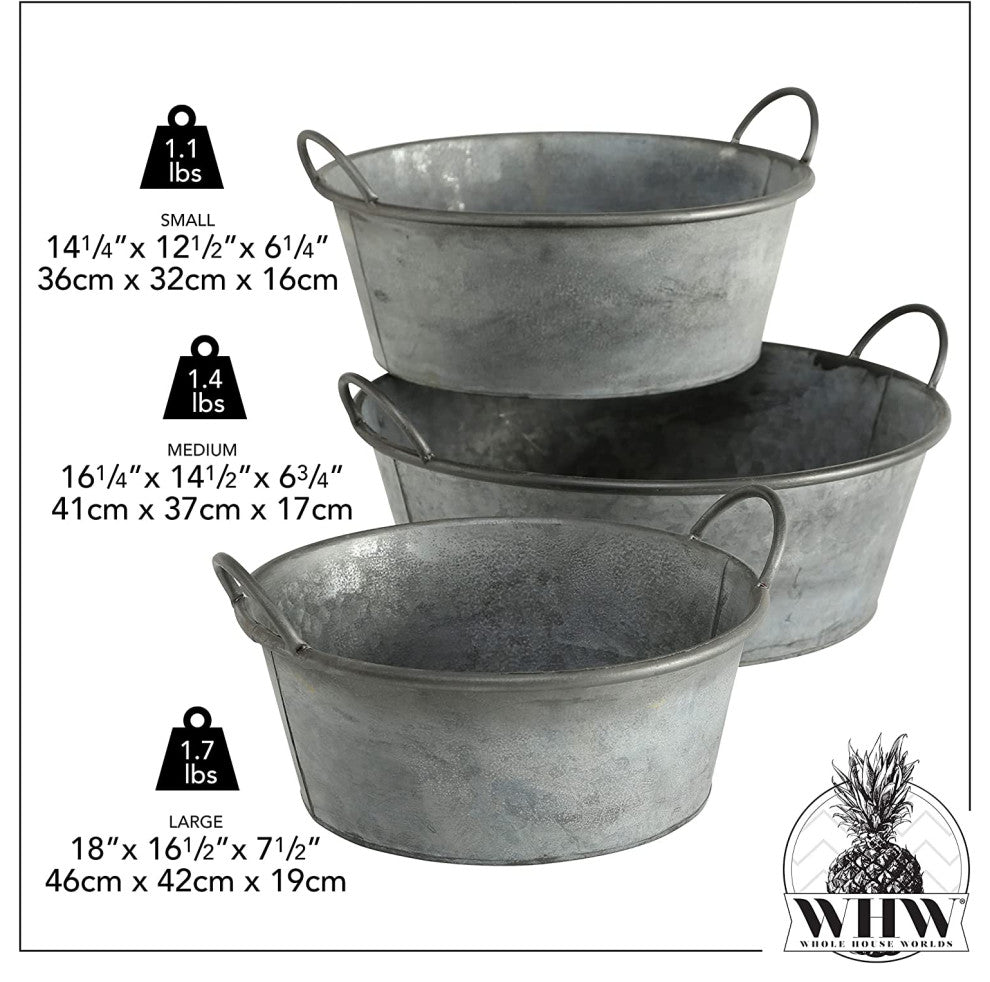 3 Piece Farmhouse Grey Zinc Planters