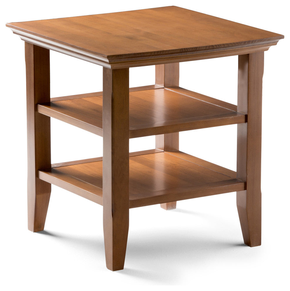 Acadian Solid Wood 19 Inch Wide Square End Table In Light Golden Brown