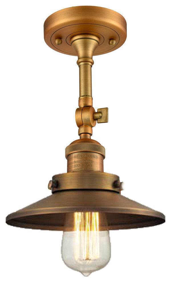 Railroad 1-Light Semi-Flush Mount, Brushed Brass