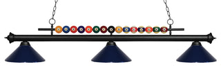 Shark Collection 3 Light Billiard Light in Matte Black Finish