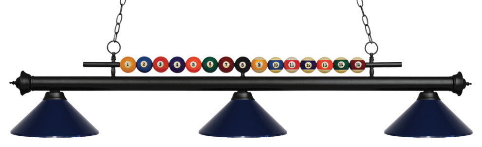 Shark Collection 3 Light Billiard Light in Matte Black Finish
