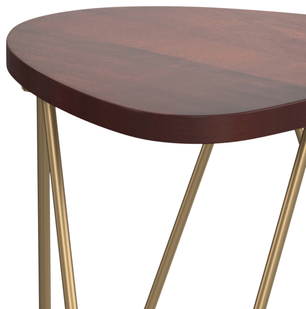 Patrice Metal and Wood Accent Table, Dark Brown, 18"
