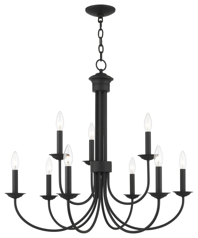 Livex Lighting Estate 9 Light Black 2-Tier Chandelier