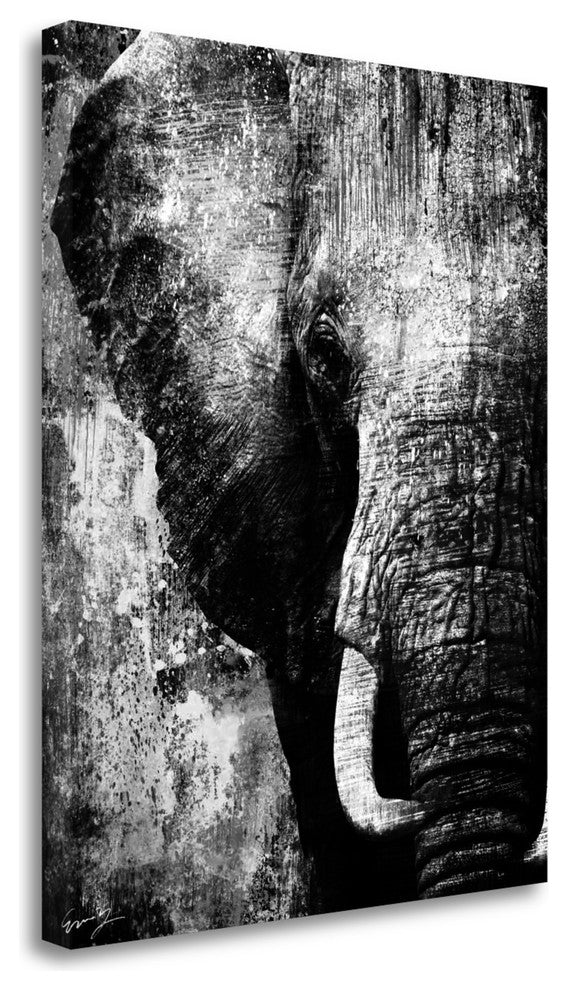 "African Animals I - Grey" By Eric Yang, Giclee Print on Gallery Wrap Canvas