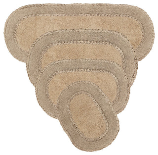 Double Ruffle Collection Bath Rugs Set, 4-Piece Set With Runner, Linen