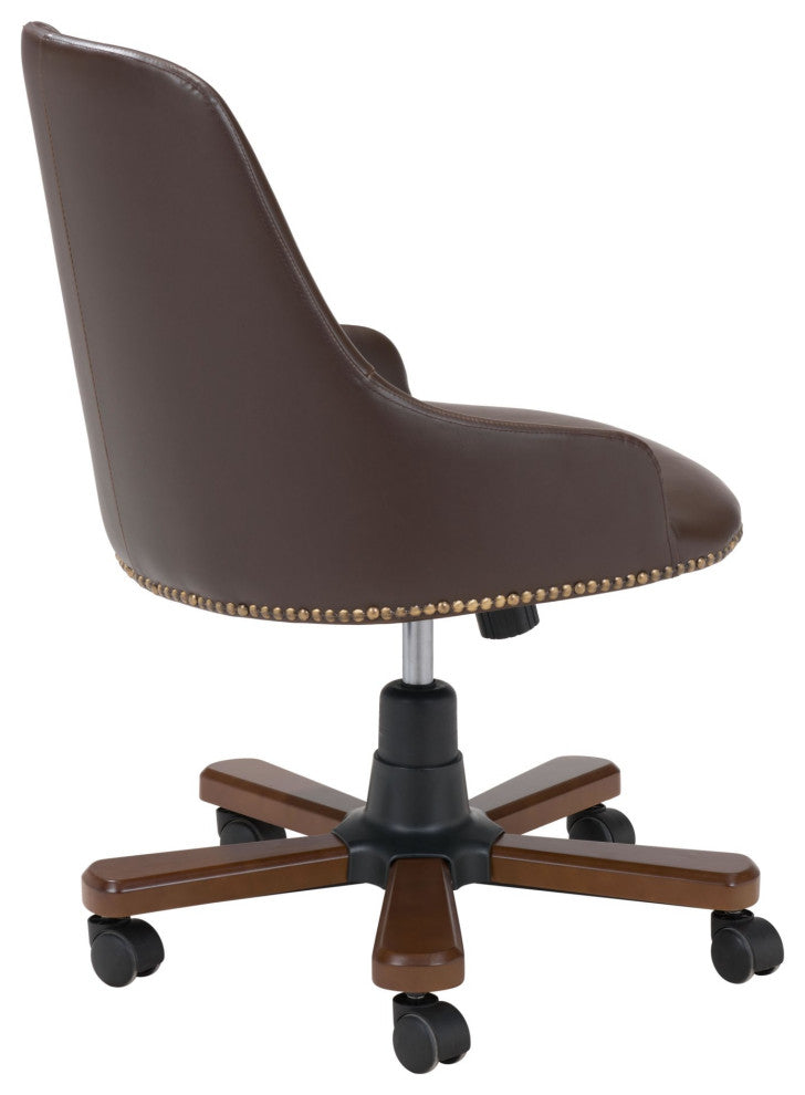 Computer Work Chair, Steel Metal, Fabric, Brown, Gold, Home Business Office
