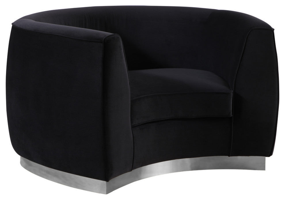 Julian Velvet Upholstered Chair, Black, Chrome Base