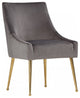 Set of Two Gray Rosegold Velvet Dining Chairs