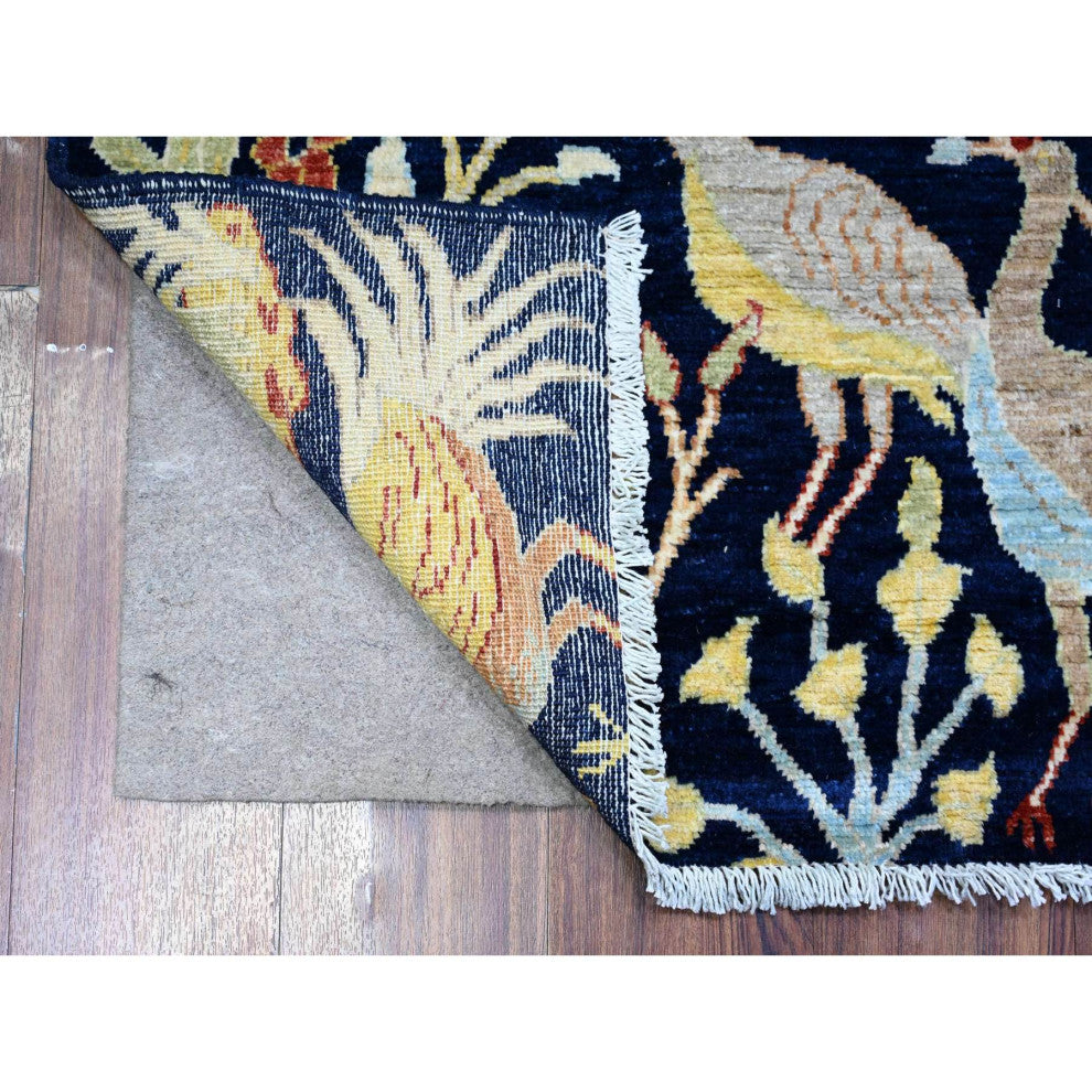 Wool Hand Knotted Bird of Paradise Peshawar Soft Wool Oriental Rug, 3'11"x5'7"