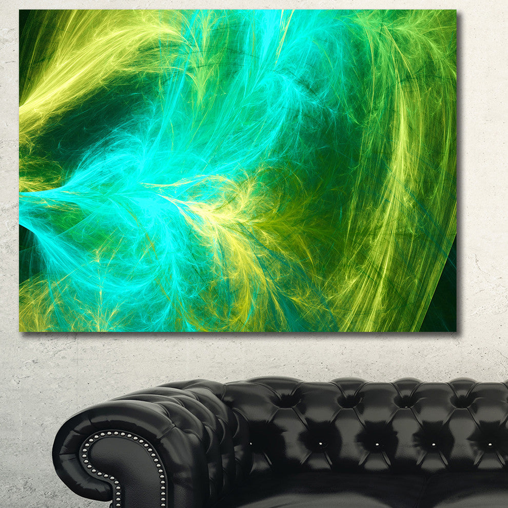 Green Mystic Psychedelic Design, Oversized Abstract Canvas Art Print, 60x40