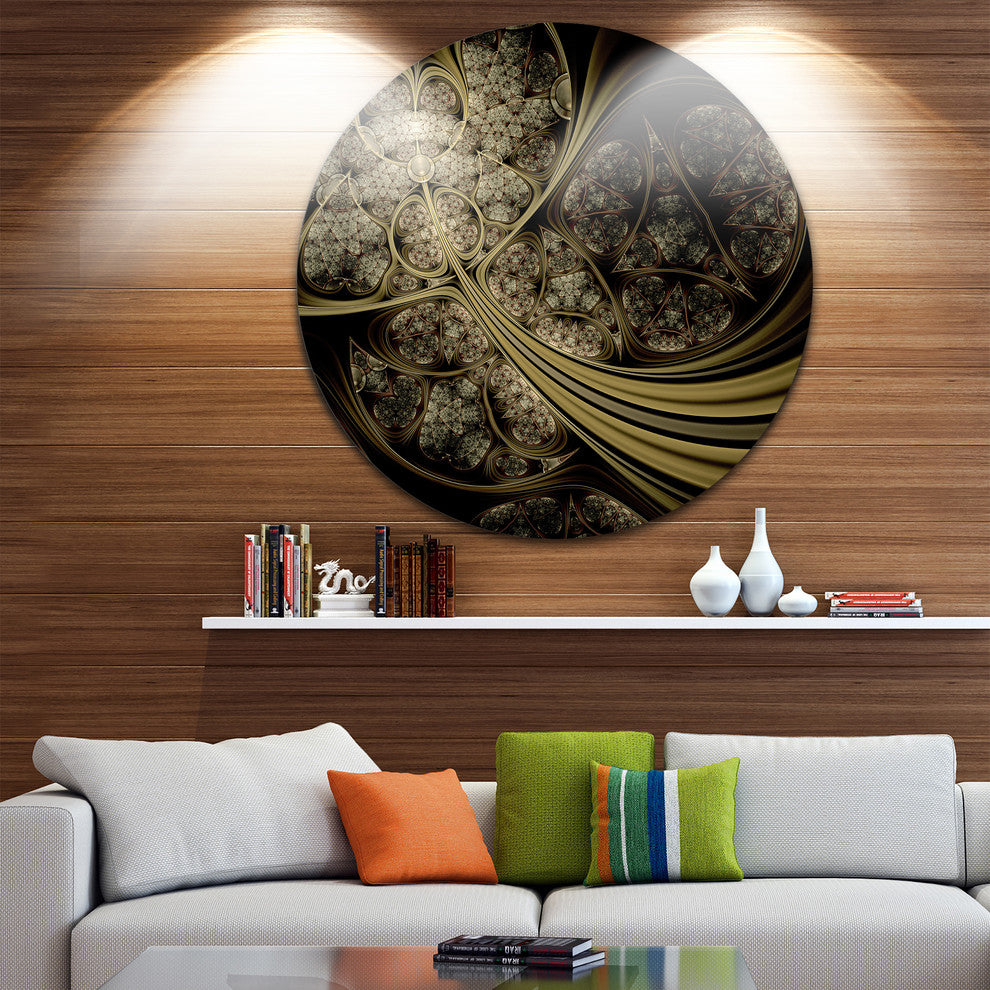 White Metallic Fabric Pattern, Digital Art Disc Metal Wall Art, 36"