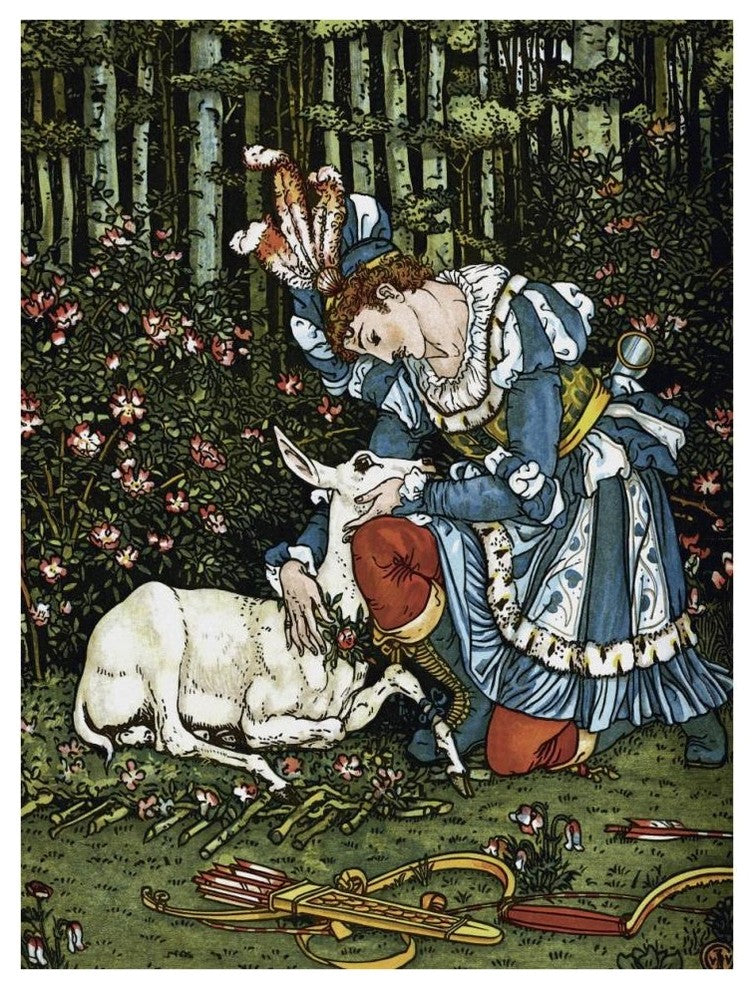 "Hind in the Wood - In the Forest" Digital Paper Print by Walter Crane, 32"x42"