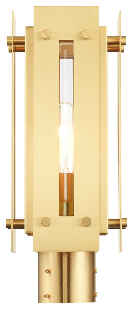 Livex Lighting Utrecht 1 Light Satin Brass Medium Outdoor Post Top Lantern
