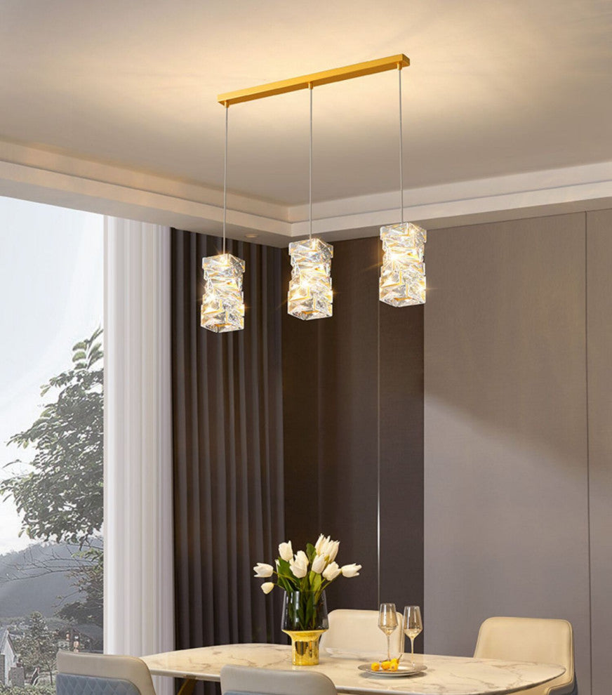 MIRODEMIÂ® Mioglia | Art Deco Copper LED Crystal Pendant Lamp, Style B