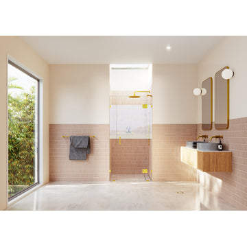 36.25"Wx78"H Frameless 3 Panel Inline Shower Door, Satin Brass