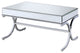 Benzara BM280271 42" Coffee Table, Mirrored, X Shaped Metal Legs, Silver
