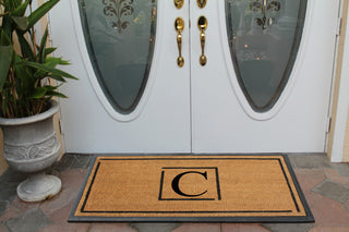 A1HC Hand-Crafted 24"x48" Rubber Coir Double-Single Monogrammed, C