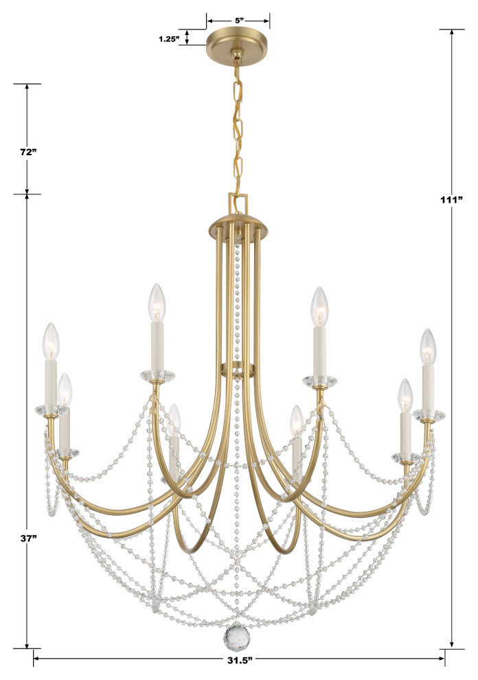 Delilah 8-Light Aged Brass Chandelier