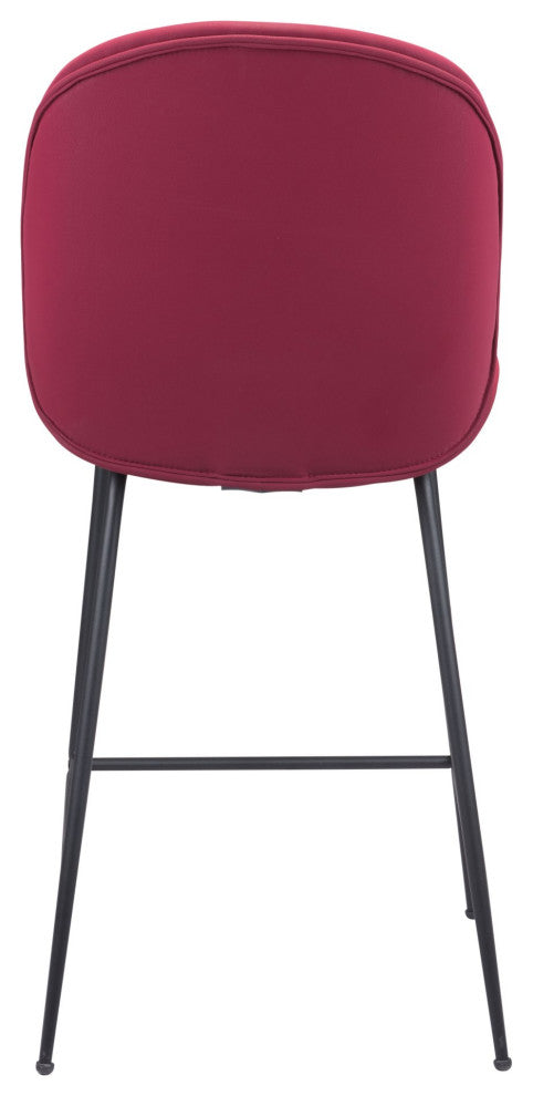 Counter Stool Chair, Steel Metal, Fabric, Red, Black, Bar Kitchen Cafe Bistro