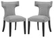 Modern Light Gray Curve Dining Side Chair Fabric Set of 2