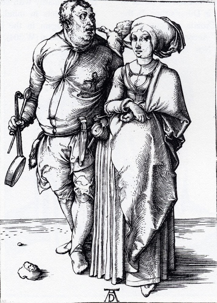 Albrecht Durer The Cook And His Wife, 18"x27" Wall Decal Print