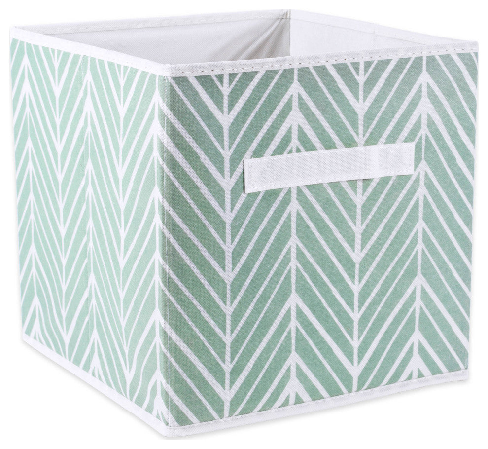 Nonwoven Polyester Cube Herringbone Mint Square 11"x11"x11", Set Of 2