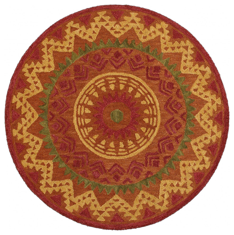 4' Round Orange Decorative Area Rug