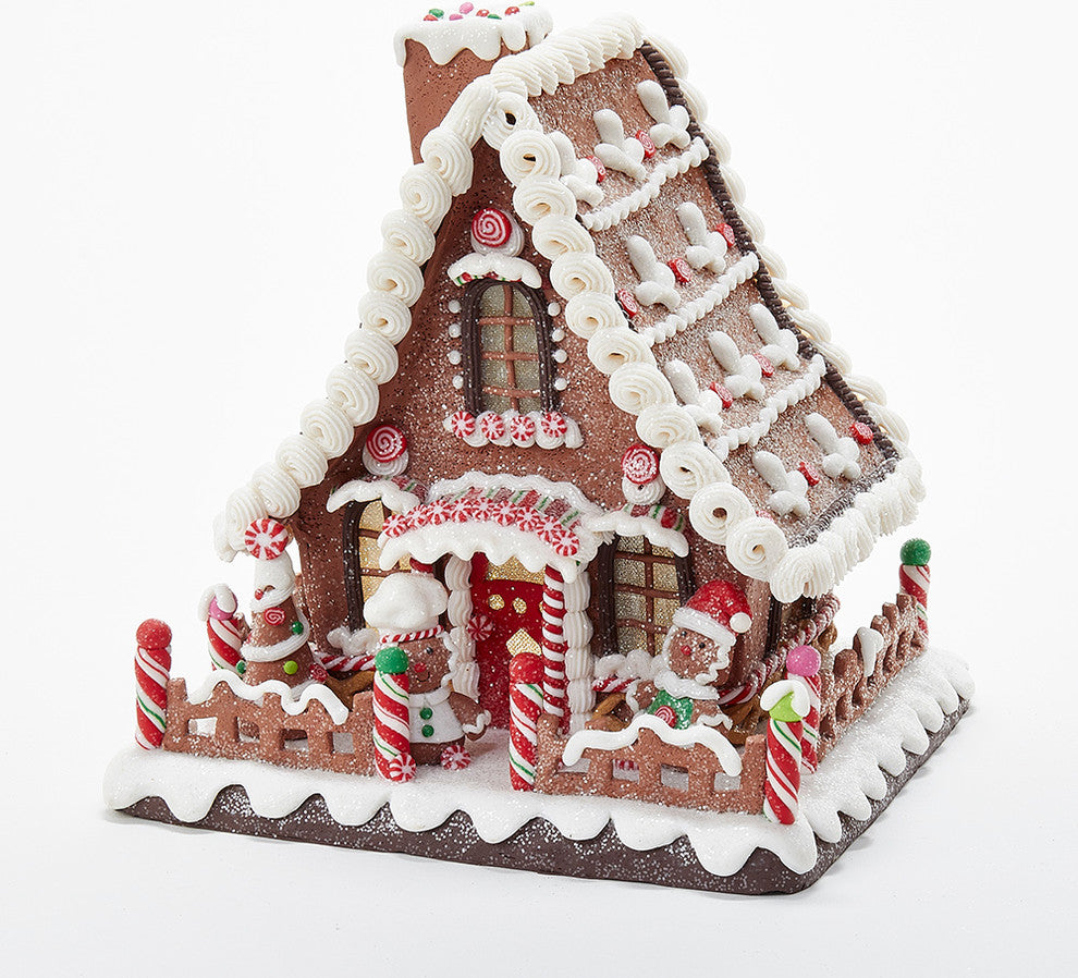 10" Battery-Operated Claydough LED Gingerbread House Tablepiece