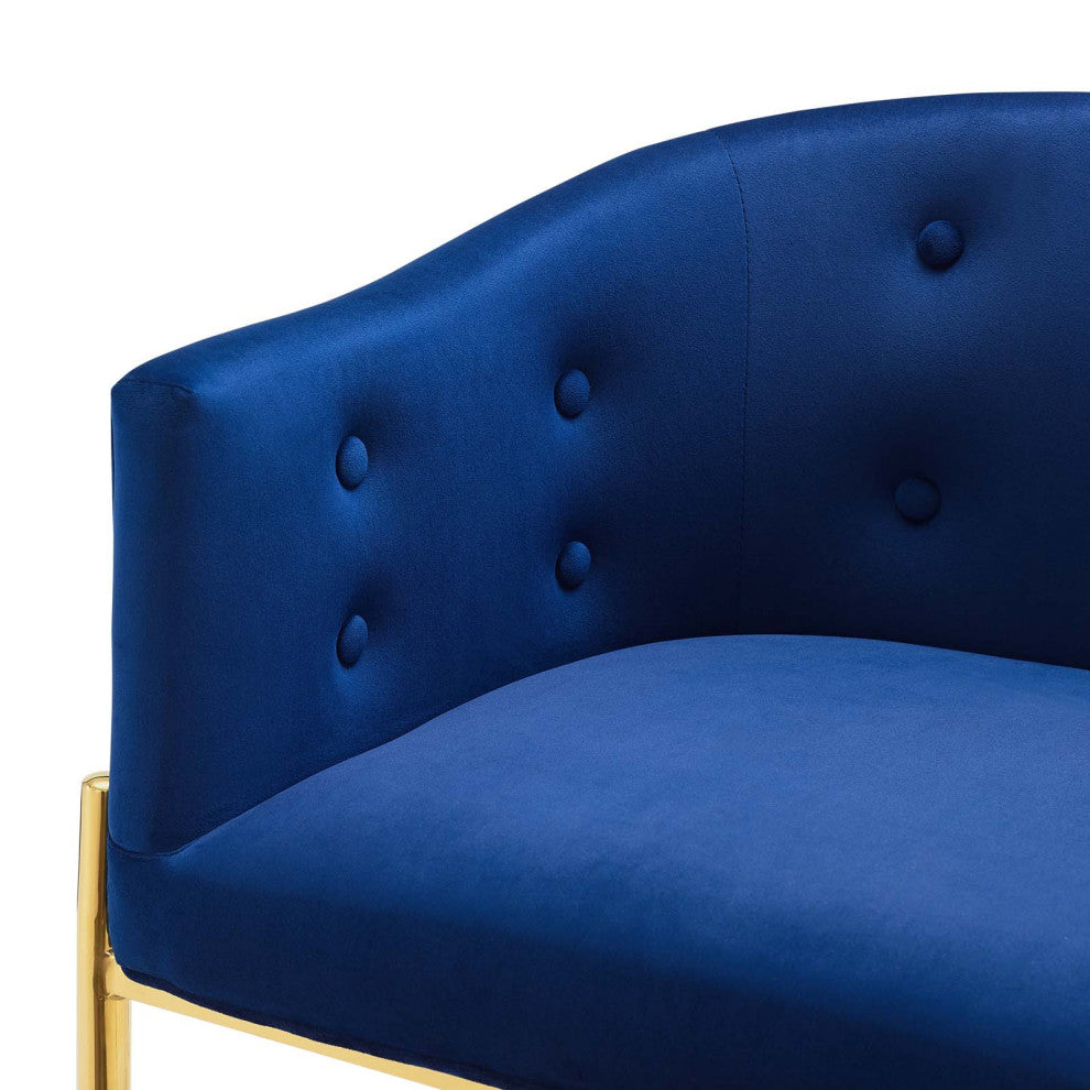 Side Dining Chair, Set of 2, Velvet, Metal, Blue Navy, Modern, Bistro Restaurant