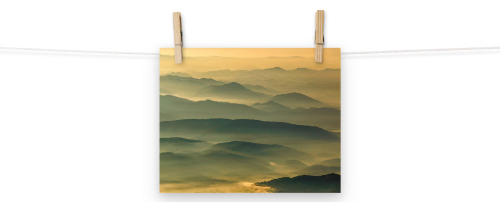 Foggy Mountain Layers at Sunset Landscape Photo Unframed Wall Art Prints, 8" X 10"