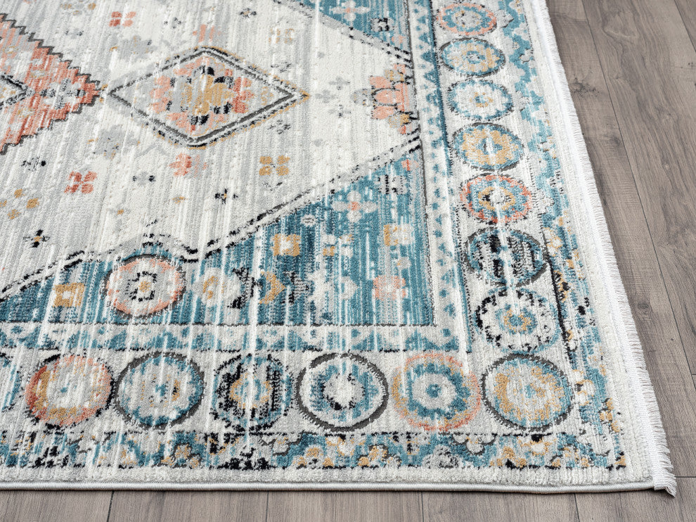 Abani Rugs Azure AZR170B Vintage Blue Ivory Diamond Area Rug