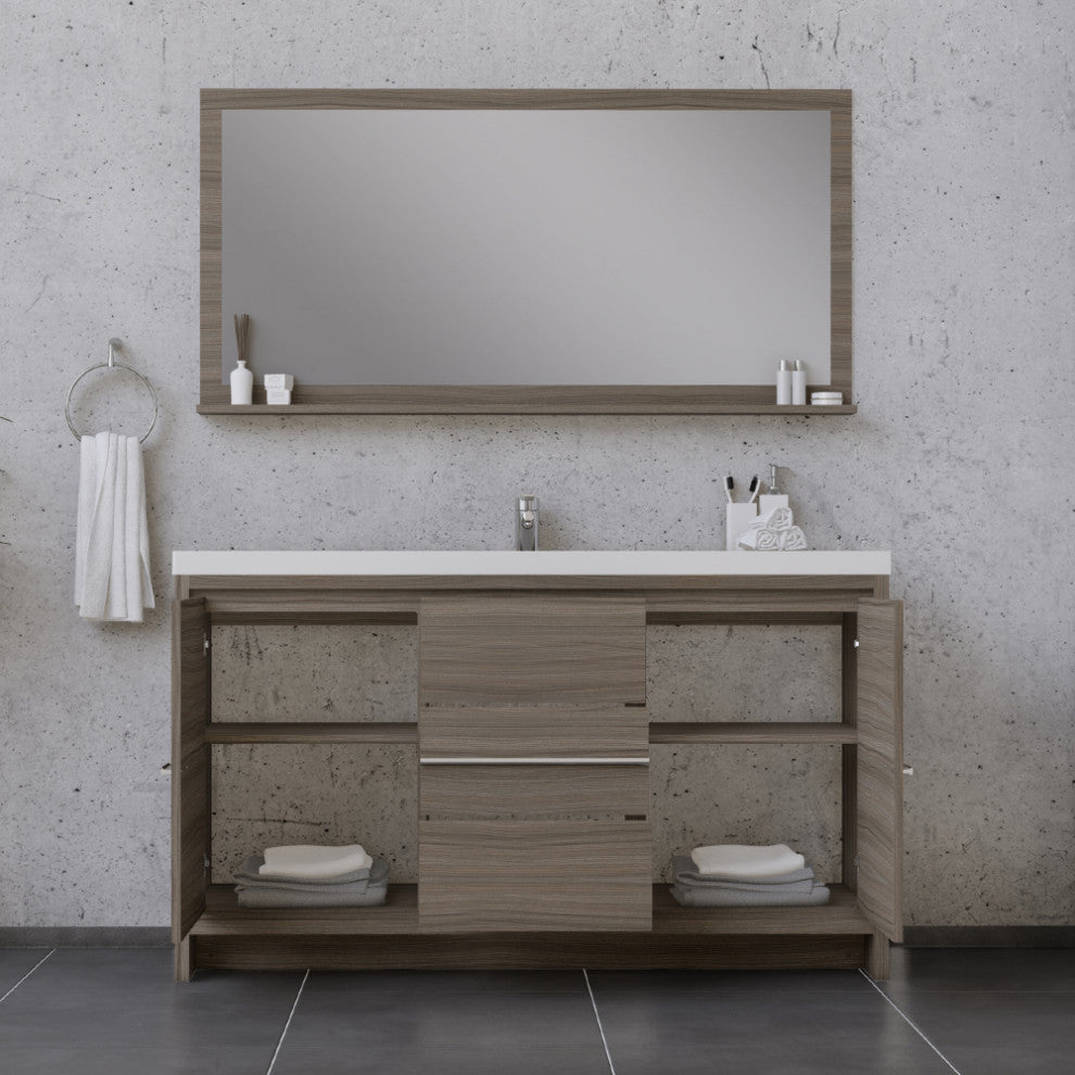 Sortino 60" Single Bathroom Vanity With Sink, Gray