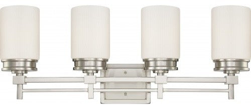 Nuvo 4-Light Wright Vanity and Wall Light Fixture, Brushed Nickel