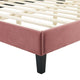 Platform Bed Frame, Twin Size, Velvet, Pink, Modern Contemporary, Bedroom Master