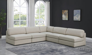Beckham Linen Textured Fabric 5-Piece Modular L-Shaped Sectional, Beige