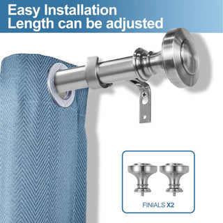 1" Semplice Drapery Curtain Rod, Brushed Steel, 84"-120"