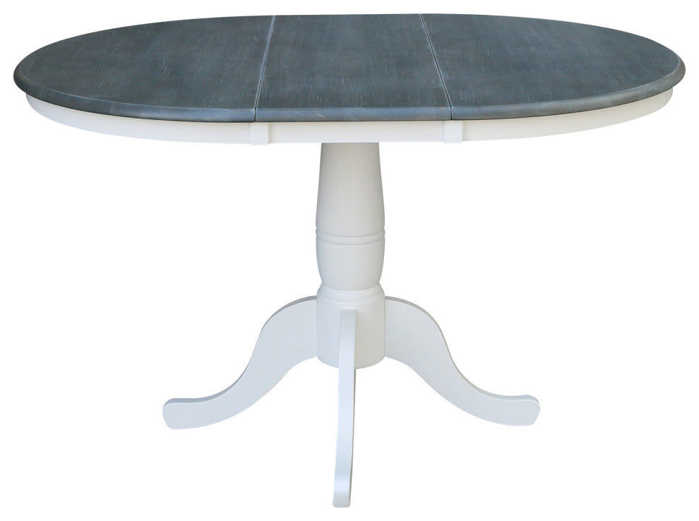 36" Round Extension Dining Table with 4 Madrid Ladderback Chairs