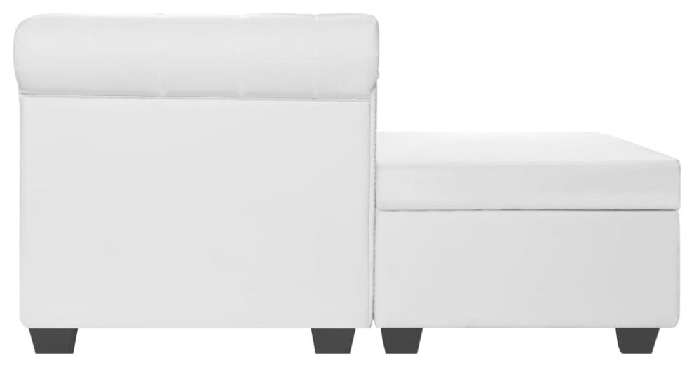 vidaXL L-shaped Chesterfield Sofa Artificial Leather White