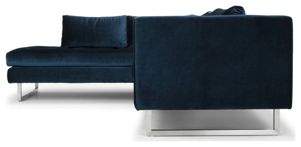 Janis Sectional Sofa Left Hand Facing in Midnight Blue Velour by Nuevo