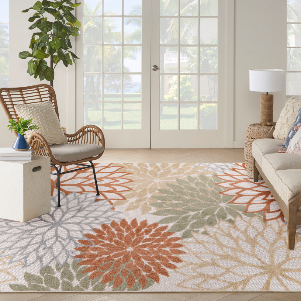 Nourison Aloha 9' x 12' Ivory Multicolor Outdoor Area Rug