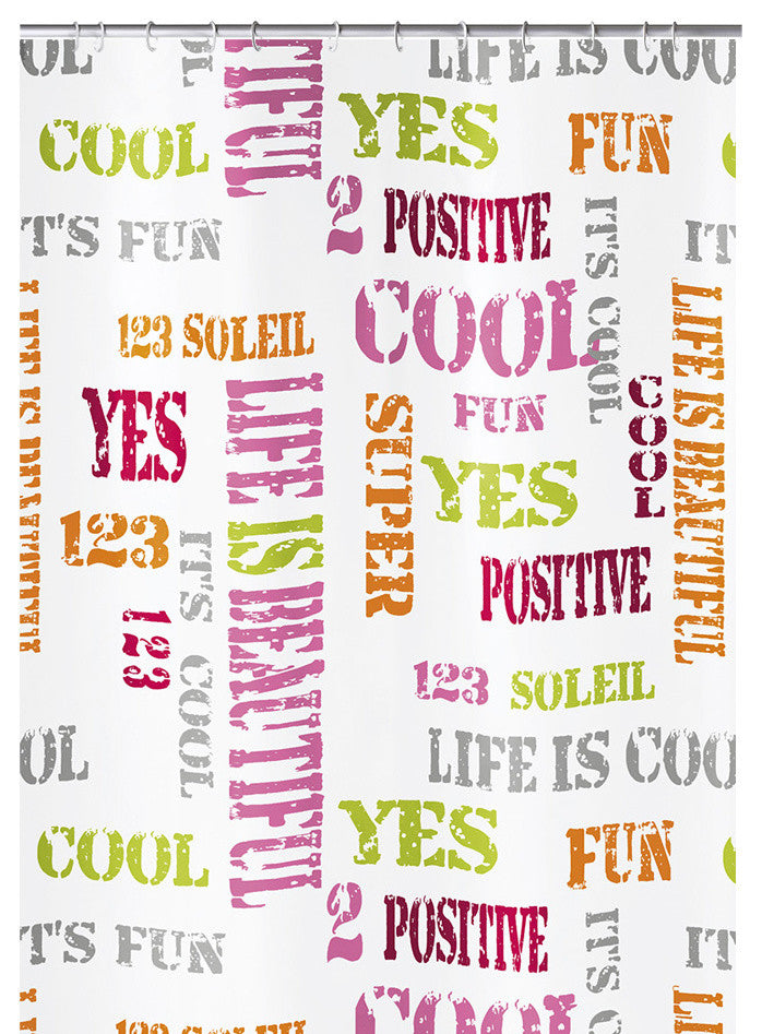 Non Toxic Fabric Shower Curtain, Script