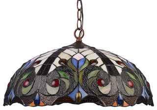 CHLOE Lighting Lennon Tiffany Dark Bronze 2-Light Victorian Ceiling Pendant