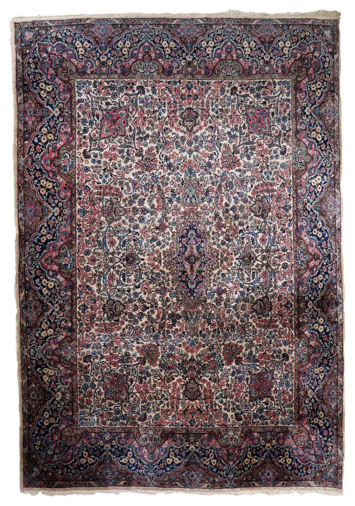 Handmade Antique Persian Kerman Rug 7.8'x10.4', 240cmx317cm 1930s