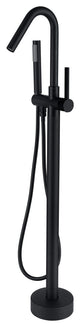 Floor Mounted Stainless Steel Handle Bathtub Faucet, Handheld, Matt Black